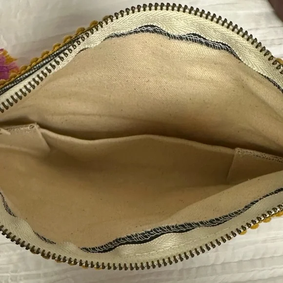 natural life Charcoal Gray Pink Blue Gold Floral Canvas Cosmetic Pencil Pouch - Picture 6 of 9